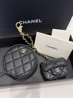 GWP Black Quilted coin purse and AirPod case in box